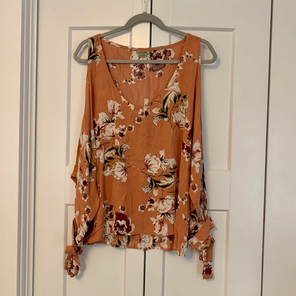 Pretty Floral Blouse with Arm Cut Outs